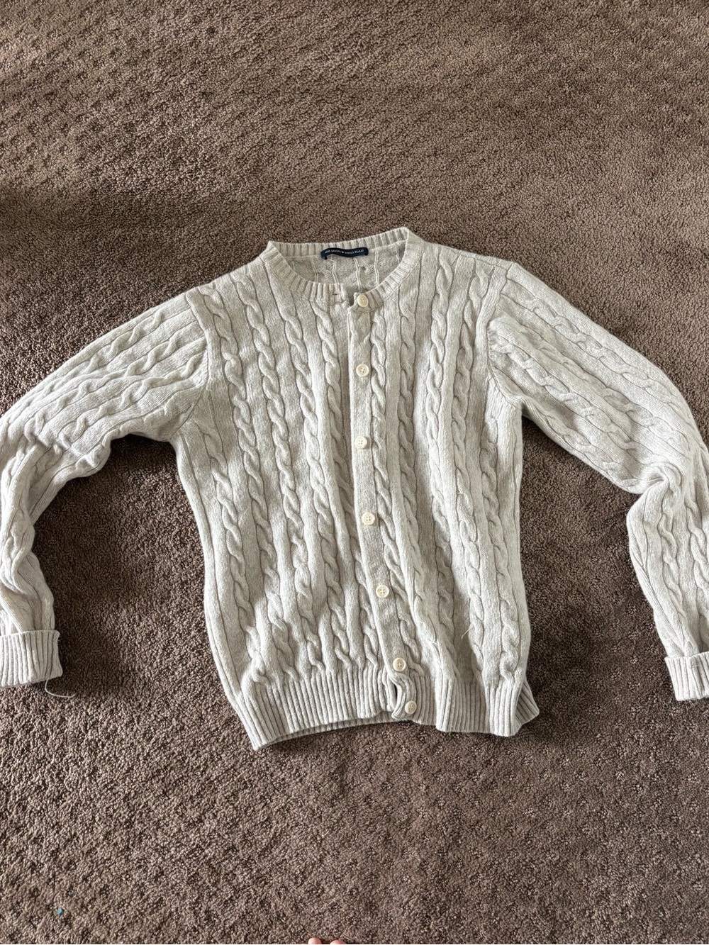 Brandy Melville Cream Cable-Knit Button Cardigan